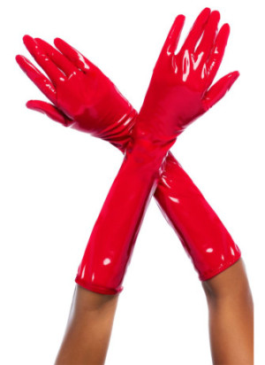 Gants en vinyle rouge - MAL125GLRD